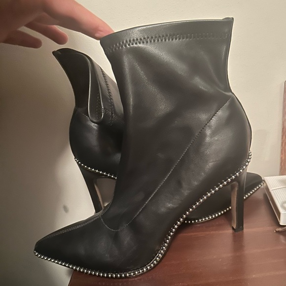 Black Bar III Sock boot heels with silver detailing - Picture 3 of 5